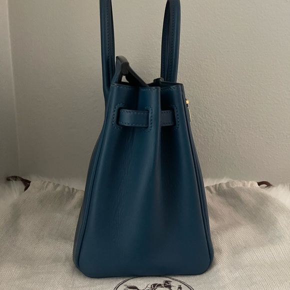 Hermes Deep Blue Satchel with Gold Accents - Picture 13 of 17